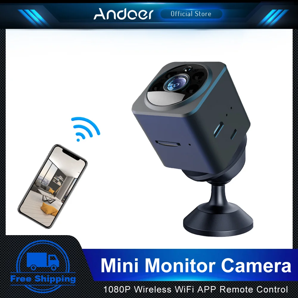 Andoer Mini Camera Wireless 1080P Smart WiFi Monitor Camera Builtin