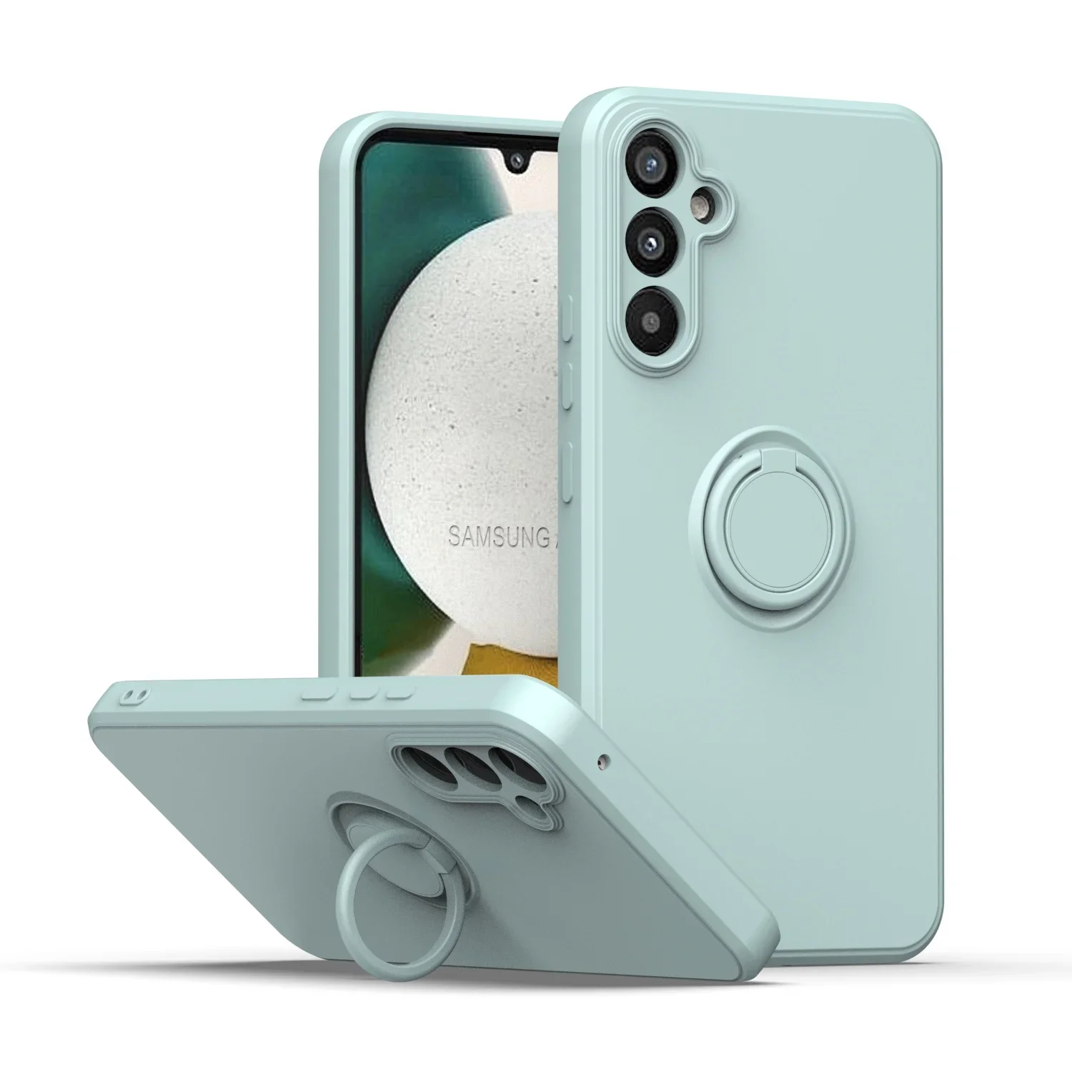 Magnetic Holder Ring Case - Liquid Silicone Phone Cover