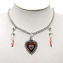

Gothic Hip Hop Y2k Jewelry Peach Heart Flower Cross Pendant Necklaces Vintage Love Eye Bloody Dagger Choker for Women Girls