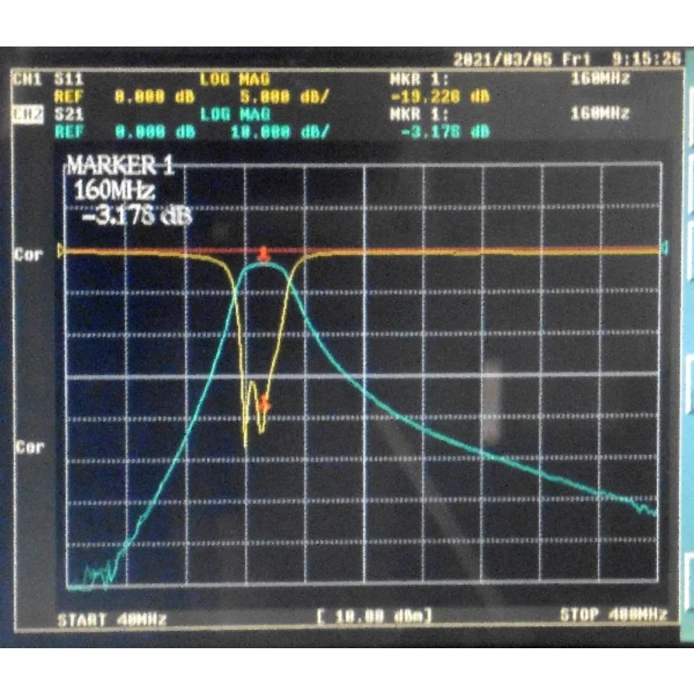160MHz 전용 주파수 대역 LC 대역 통과 필터, 1dB 대역폭 20MHz, SMA 인터페이스