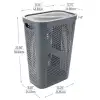 60L Slim Laundry Hamper, Lid, Ventilated, Plastic, 17.25"L x 13.75"W x 23.5"H, Gray 4