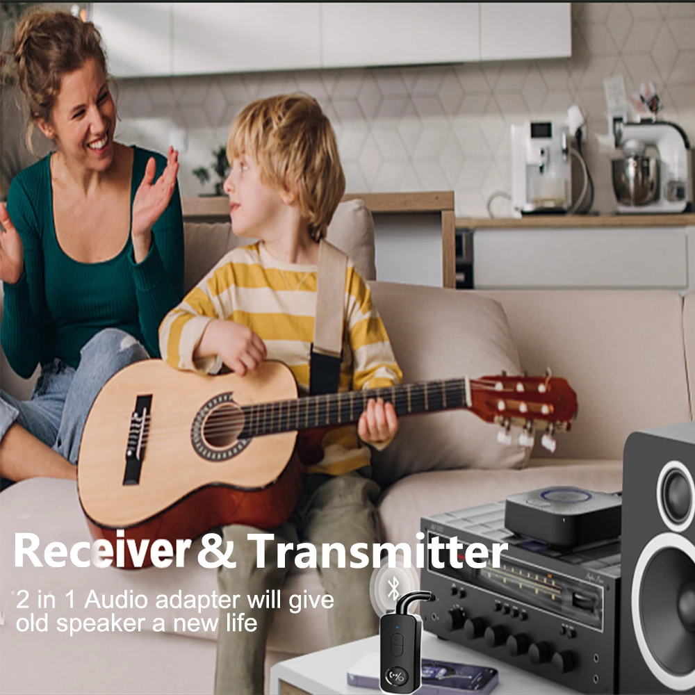 Bluetooth 5.3 Audio Receiver Transmitter 3.5MM AUX Stereo Music Wireless Adapter For PC TV Car Speakers Headphone