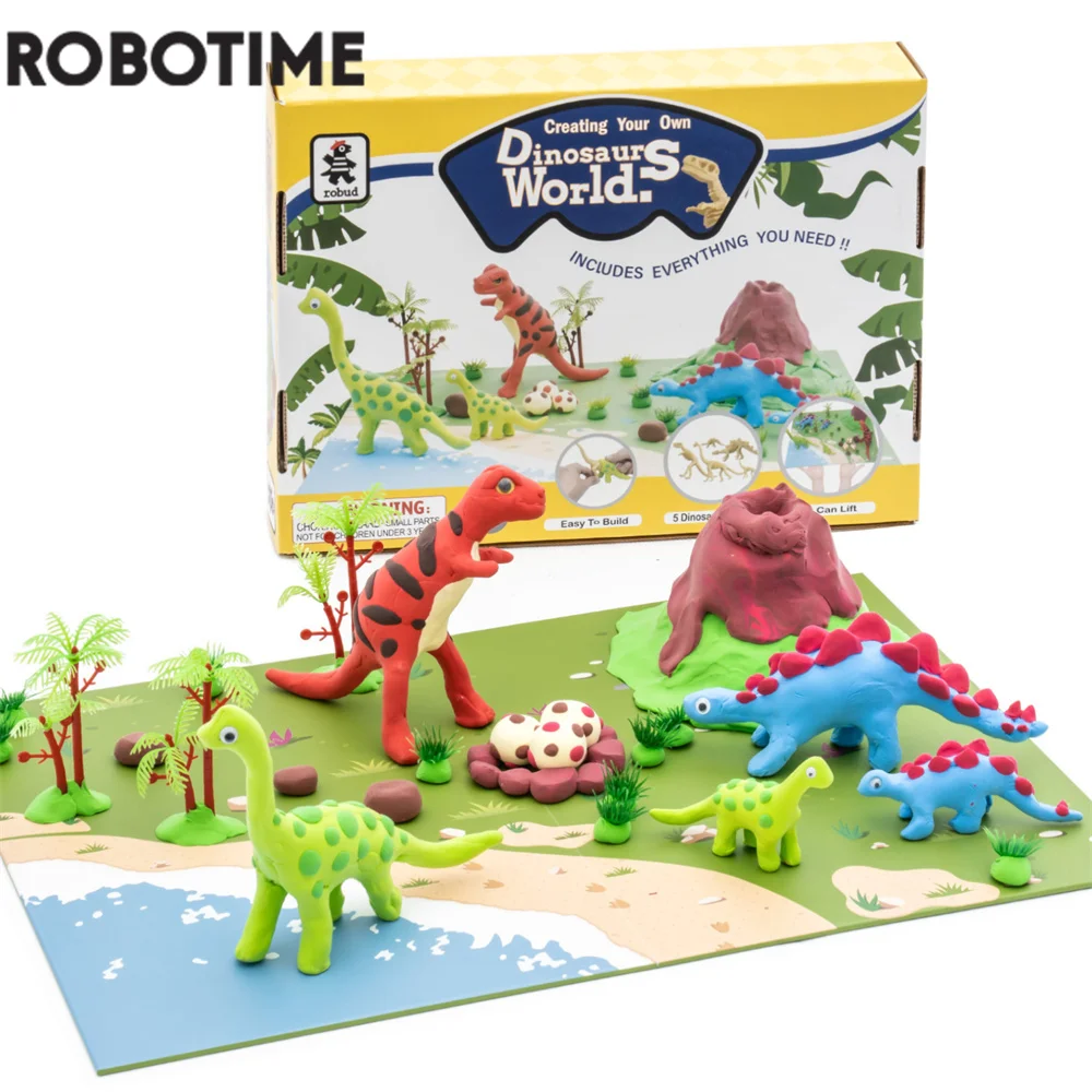 

ROBOTIME ROBUD Air Dry Clay for Kids Modeling Clay Dinosaur Craft Kit for Kids Boys Build Dinos Crafts Ultra Light Clay