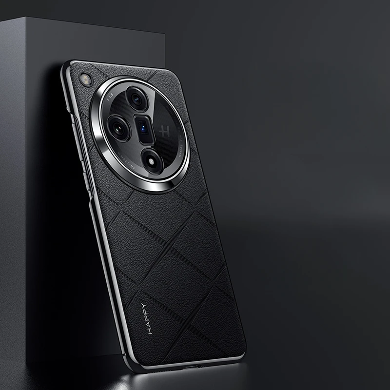 Luxury Leather Phone Cover with Plated Camera Lens Protection - Elegant Hard Back Case