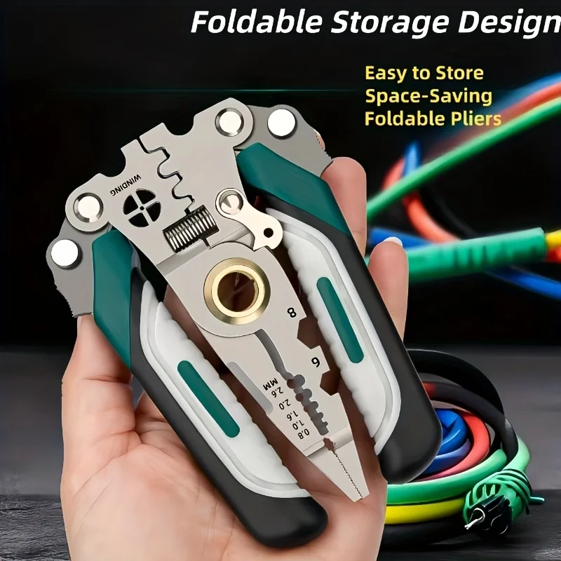 1pc Multi-Functional Folding Wire Cutter,Heavy-Duty Metal Construction with Ergonomic Handles,Compact Foldable Design