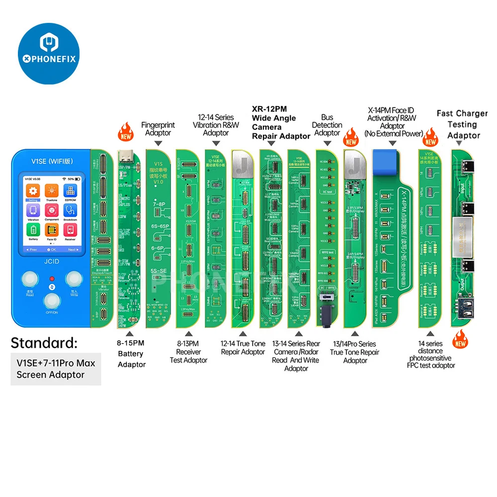 

JCID V1SE 15 in 1 Dot Matrix Face ID Programmer for iPhone X/11/12 /13/14/15PM True Tone Face ID Battery Data SN Reading Writing