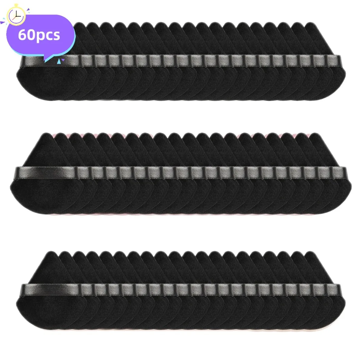 60Pcs Velour Powder Puff Set - Triangle Face/Body Blenders for Loose Powder & Foundation| Ultra Contour Sponges for Eyes/Corners