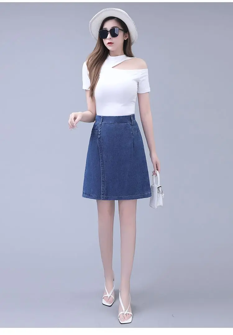 Five point Jeans Skirt Women's Summer Thin Four point Wide leg pants 2026 New Woman Loose Shorts High waisted Short Casual Pants