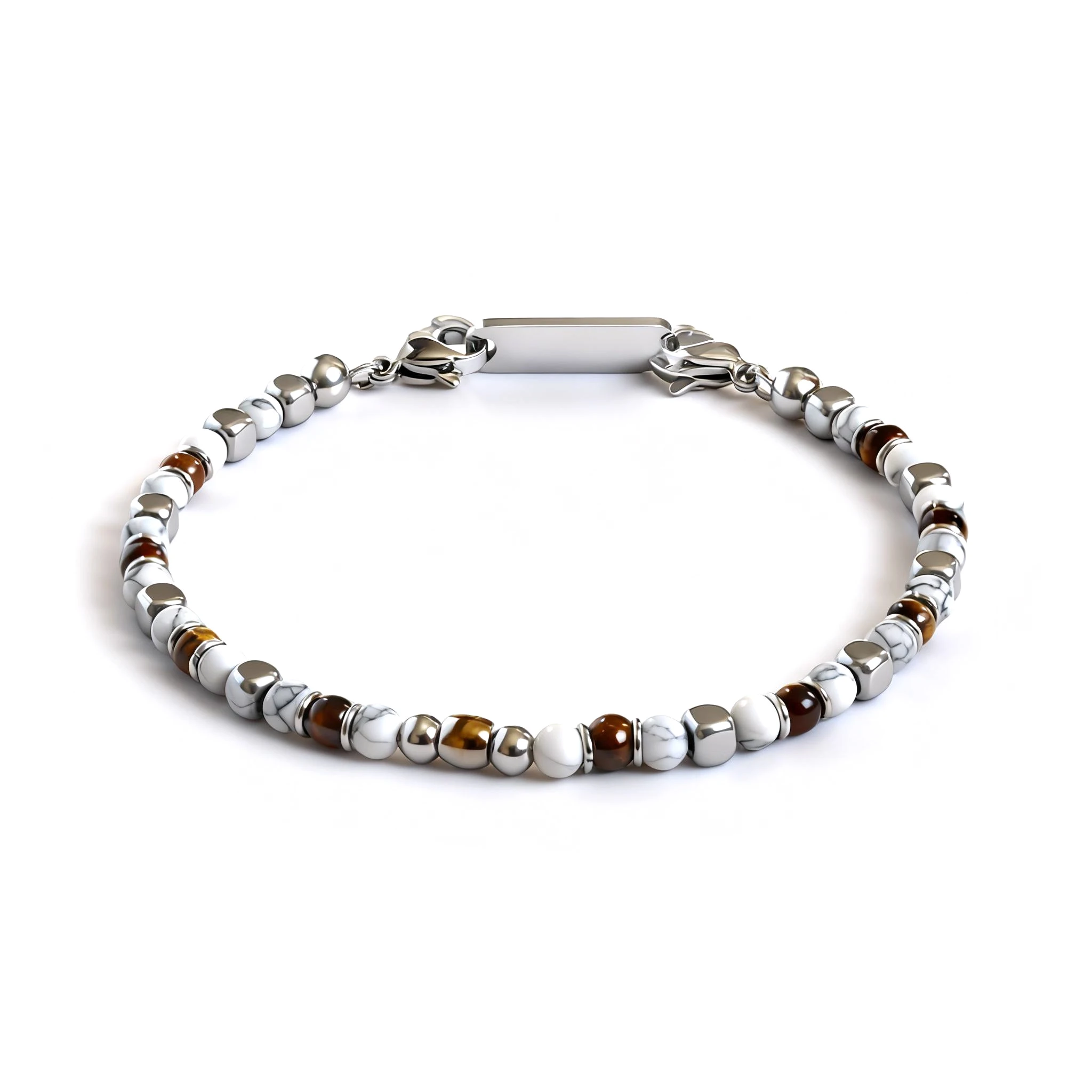 Runda Herren-Armband mit verstellbaren Perlen, Runda-Naturstein, gemischter handgefertigter Schmuck