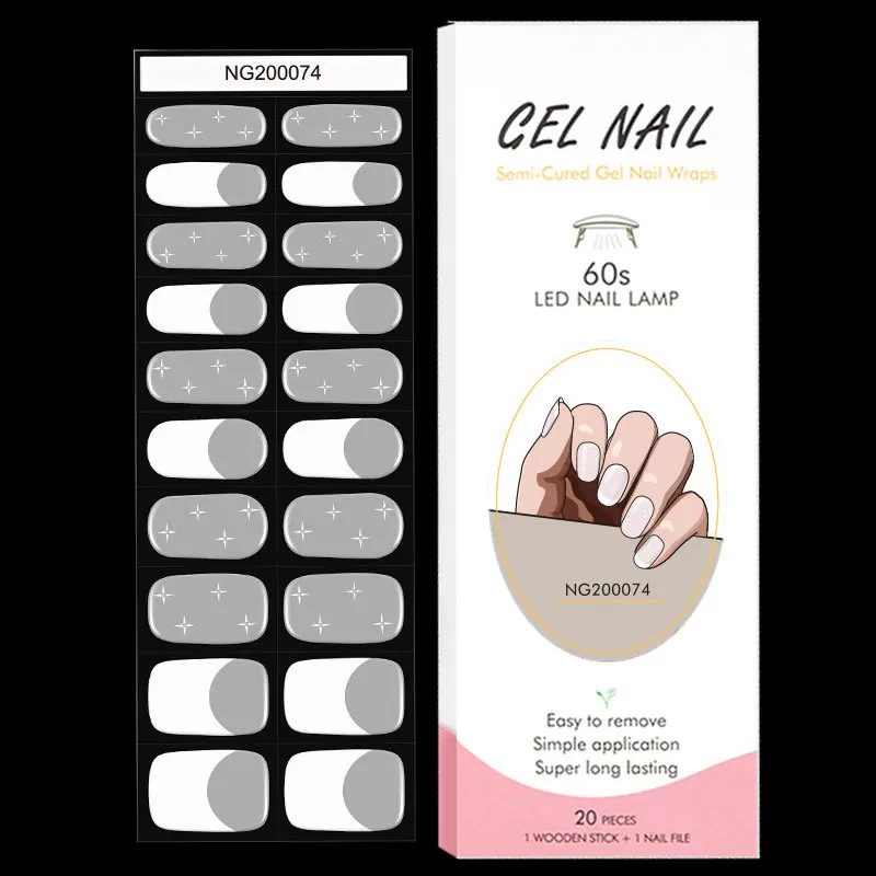 Premium Semi-Cured Nail Wraps Set - Waterproof, Long-Lasting Gel Nail Stickers
