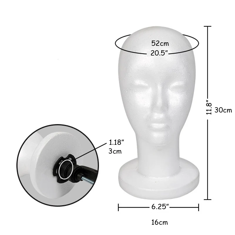 Manikin Styrofoam 10 inch Head (A), White