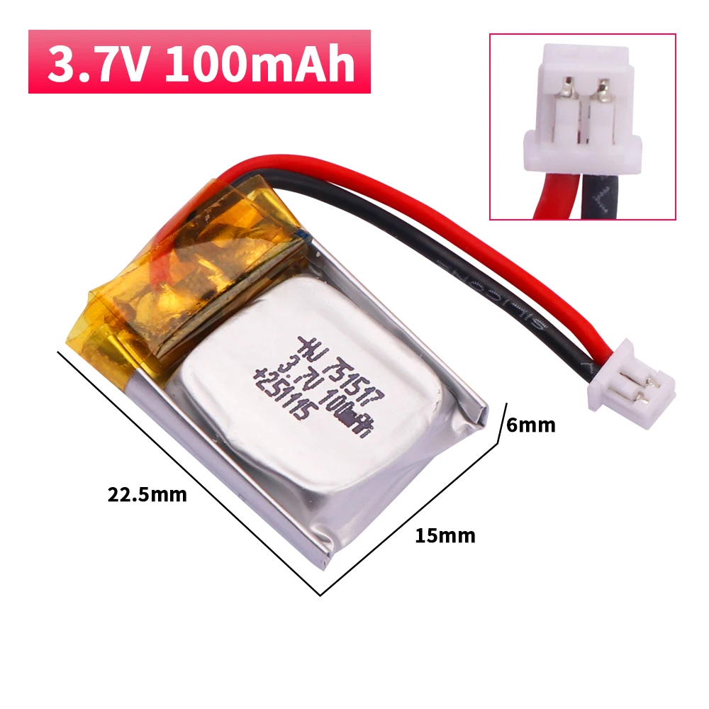 2 Pack 3.7V 100mAh Lithium Polymer (LiPo) Rechargeable Batteries - For MP3, GPS, Bluetooth Devices (Model 601417)