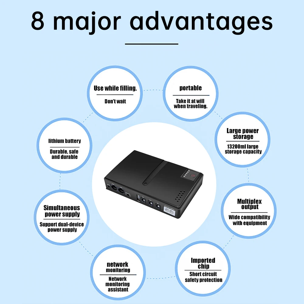 1036P 30W mini DC uninterruptible power supply UPS battery backup 9v 12v USB router optical modem supply POE Mobile power bank