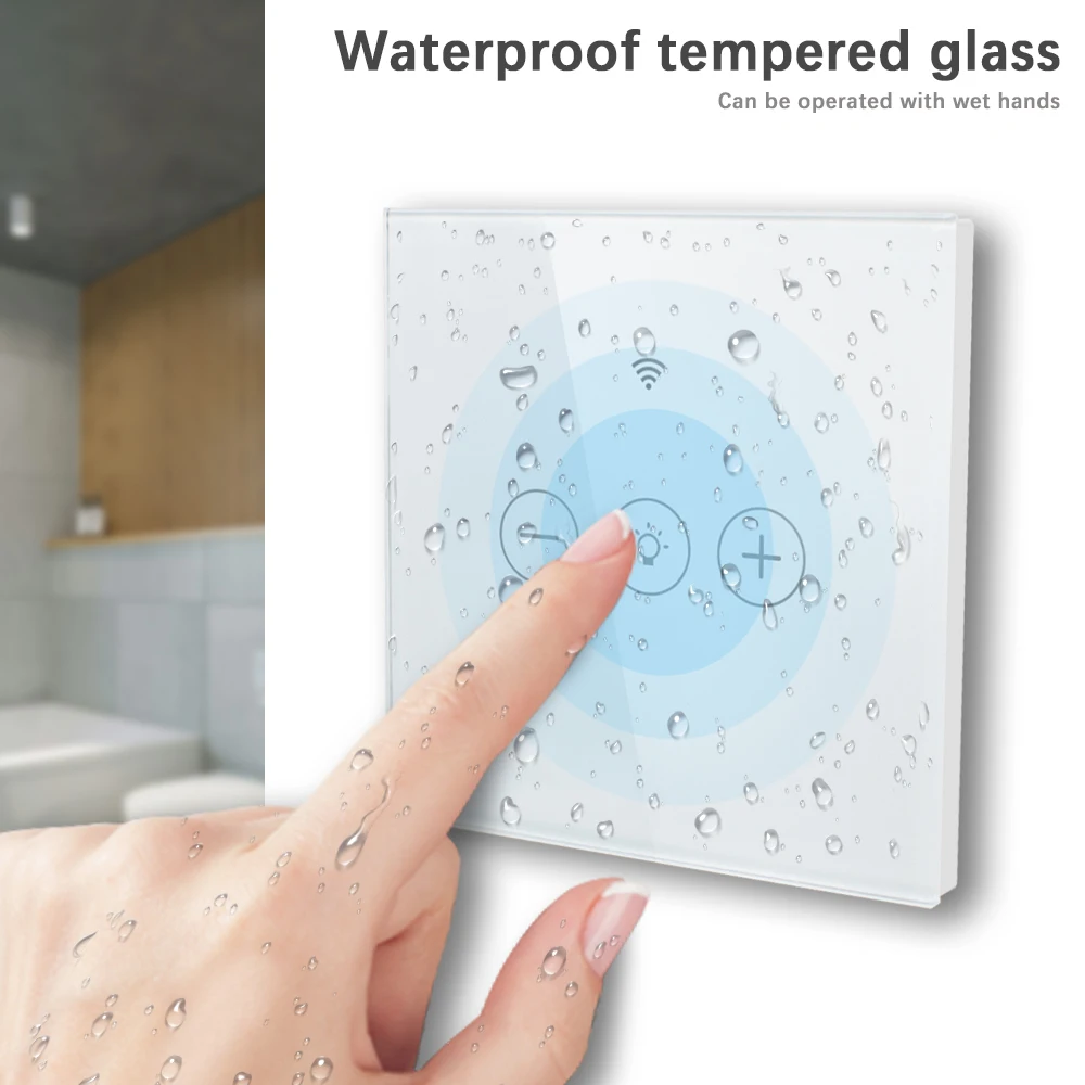 สวิตช์หรี่ไฟอัจฉริยะ Tuya WiFi รุ่น EU - สวิตช์สัมผัสติดผนังแบบกระจกอัจฉริยะ ใช้งานร่วมกับแอป Smart Life, Alexa และ Google Home 1