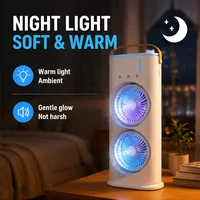 Ventilateur 3-en-1 double tête Lenovo : Climatiseur domestique, humidificateur avec veilleuse LED et réglage de l'air – Idéal pour le bureau et la maison 3