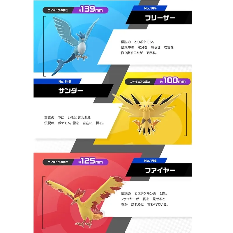 Set 4 Figurines Pokémon – Oiseaux Légendaires + Lugia – 31 Cm, PVC, 2023