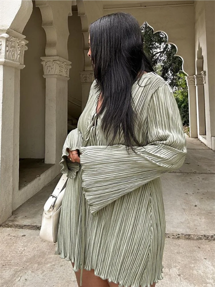 Wmstar Plus Size Dresses for Women Elegant Lady Draped Loose Long Sleeve Party Bandage Dress Wholesale Dropshipping New Style