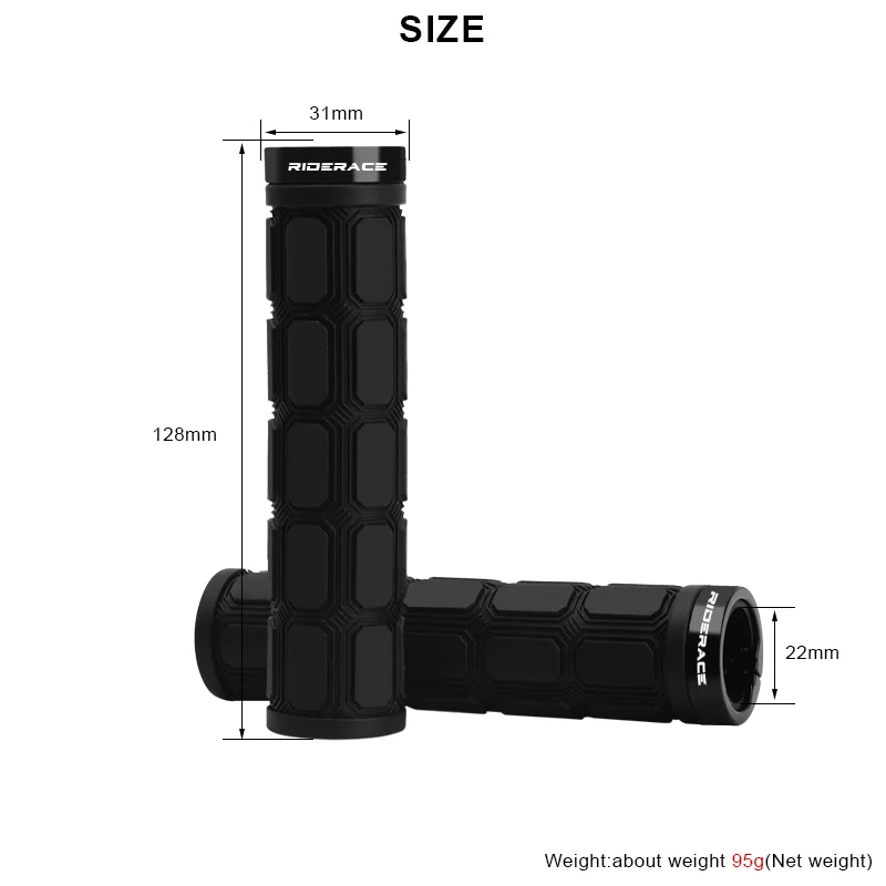 Bicycle Handlebar Grips Riderace Mountain Bike Handlebar Grips Lock on MTB Bicycle Handle Bar Cover Rubber Shockproof Non-Slip Ergonomic Cycling Grips