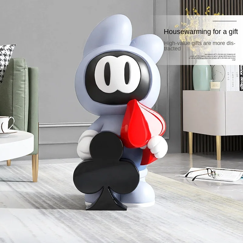 

Home Decor Sculptures & Figurines Decoration Accessories Poker Rabbit Large Floor Ornaments Living Room Resin Animal Statues