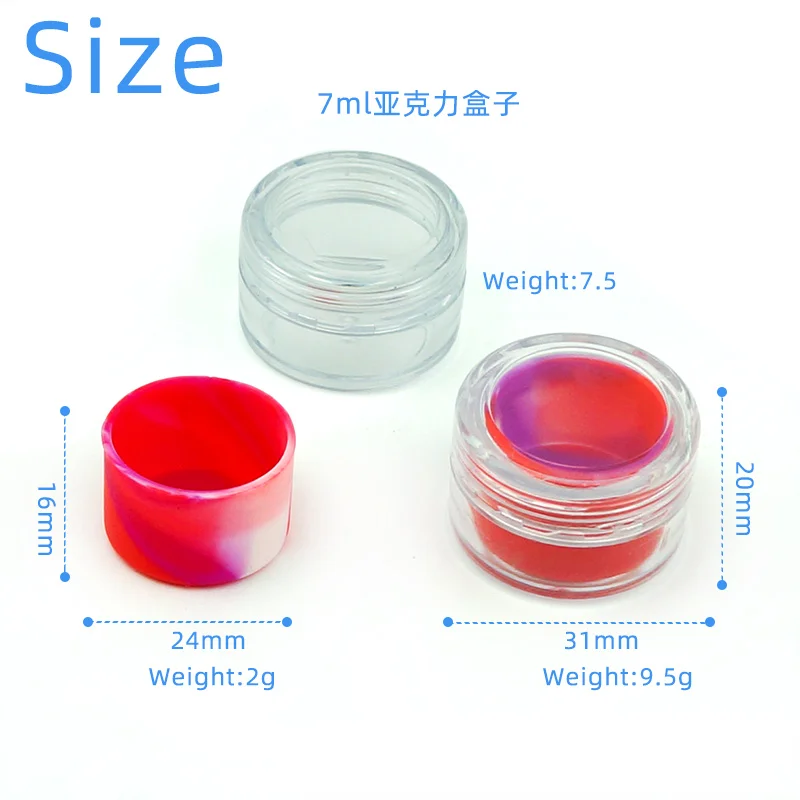 3 pcs 5ML 7ML 10ML Acrylic shell silicone wax container Pill Storage box Oil container smoking tobacco container 2
