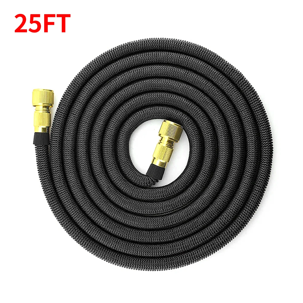 25-футовий розширюваний садовий шланг - важкий 4-шаровий латексний сердечник, надміцні латунні з’єднувачі, водяний шланг