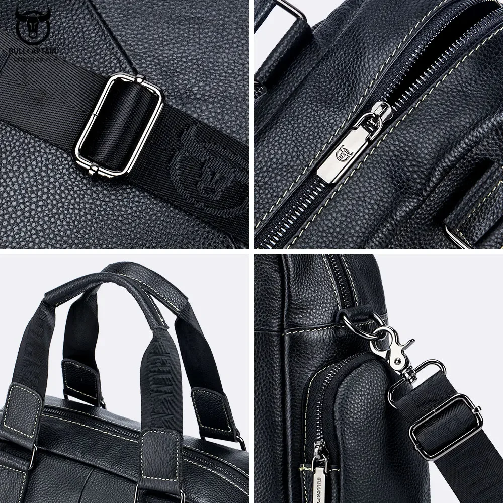 Men's leather briefcase for 14-inch laptop business travel leather briefcase