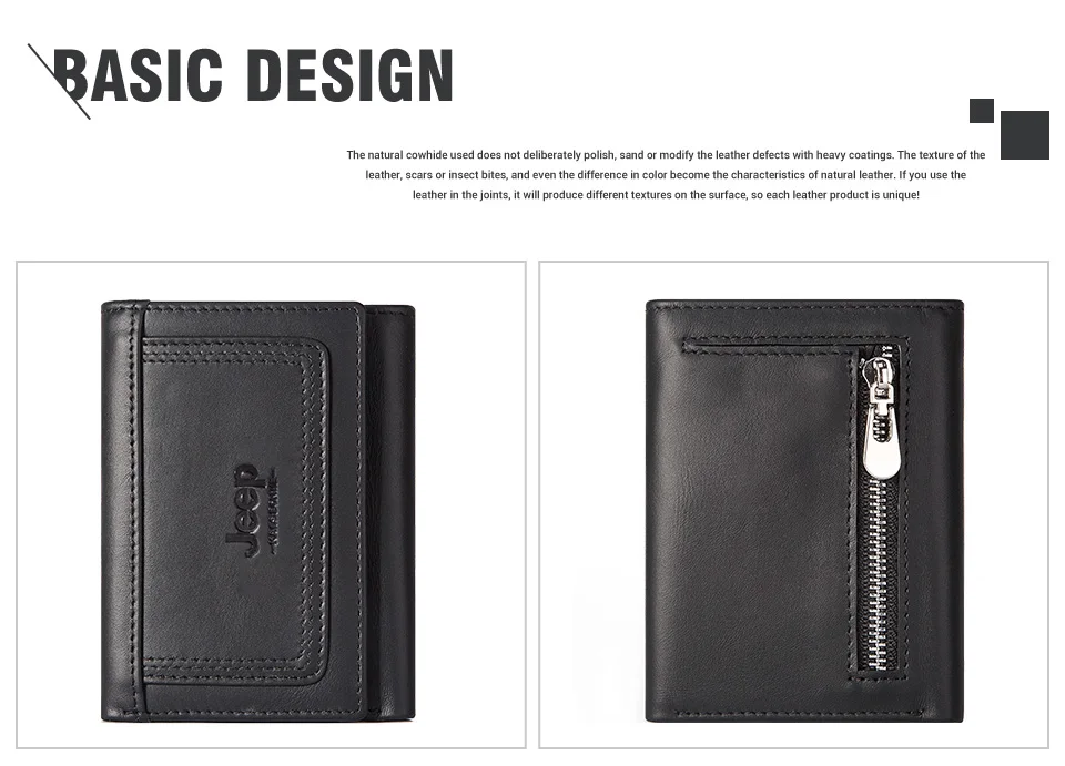 Genuine Leather Trifold Wallets for Men RFID Slim Card Holder with ID Window High Quality Male Zipper Coin Pocket Small Clutch