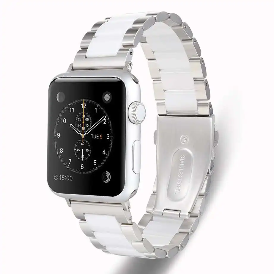 Ceramic strap for Apple watch 45mm 44mm 41mm 42mm 40mm 38mm Metal stainless steel bracelet strap iWatch Ultra 8 7 6 5 4 SE band