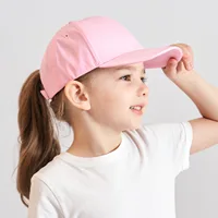 Kids Fashion High Ponytail Kids Girls Hat Sun Hats Baseball Caps Adjustable Solid Color Print Travel Caps Baby Children Peaked C 2