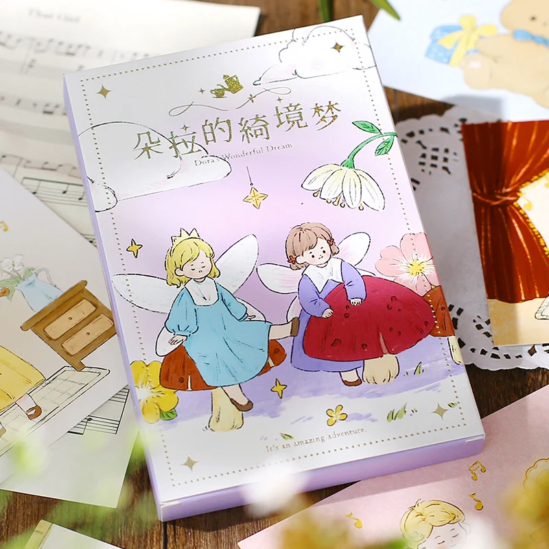 Creative Cartoon Holiday wishes Painting Postcard INS style Handbook Message Decoration Card 30 pcs/box
