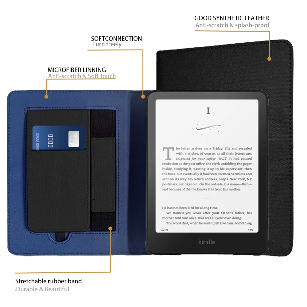 Premium Leather Case with Hand Strap & Auto Sleep Cover for 7-Inch Kindle Paperwhite Signature Edition