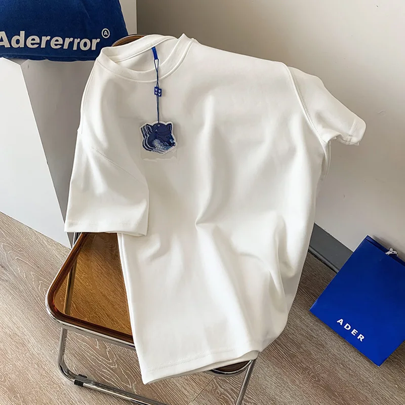 

Летняя Новинка, модная футболка из чистого хлопка с круглым вырезом и принтом букв, женские свободные повседневные дизайнерские нишевые Топы