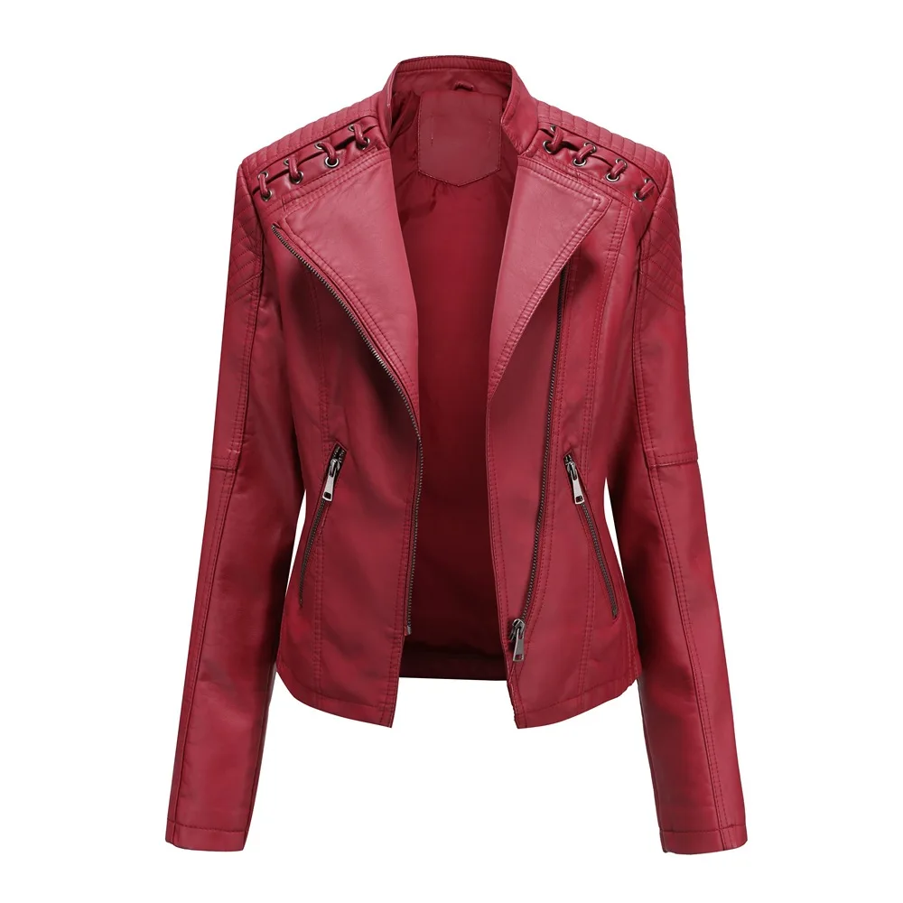 Women's Jacket 2023 New Spring and Autumn Women's Leather Short Coats Slim-fit Thin Leather Wome's Motorcycle Wear