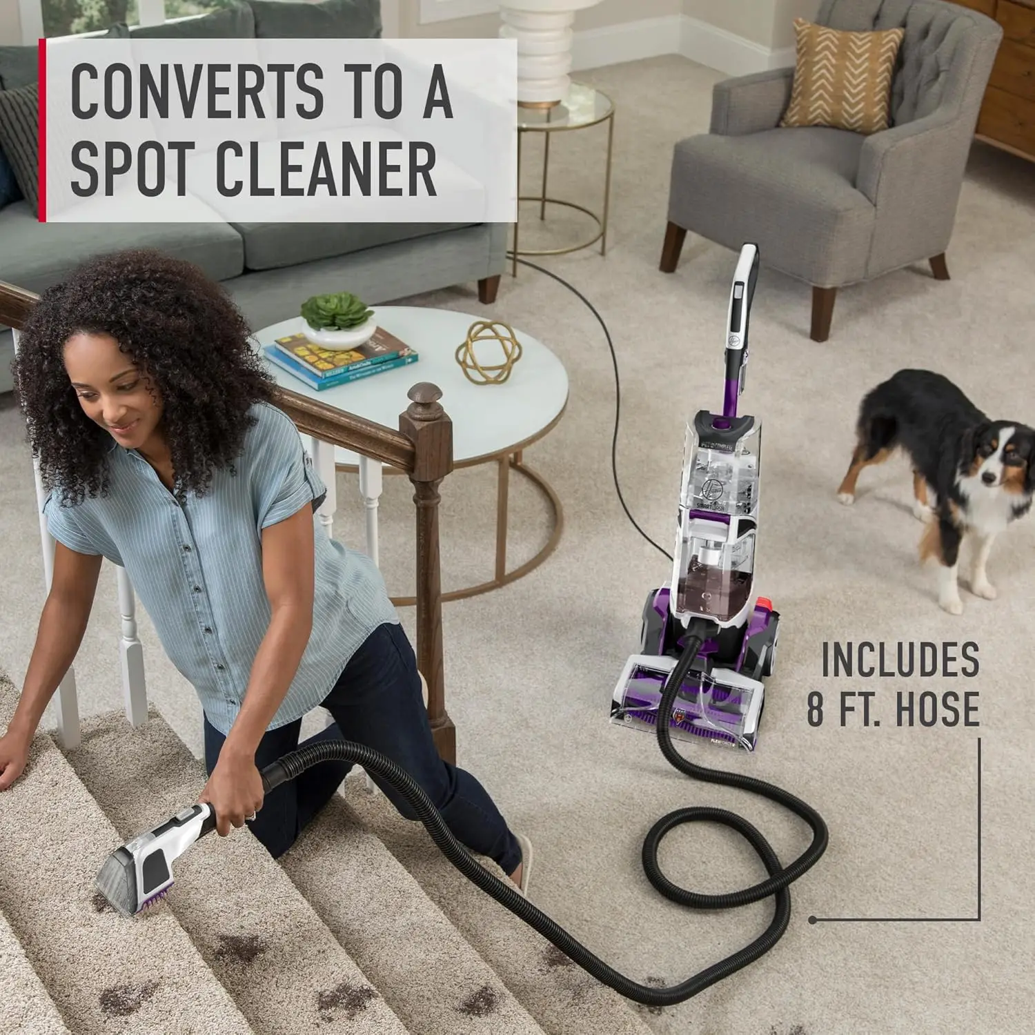 Pet Automatic Carpet Cleaner Machine with Spot Chaser Wand, Deep Cleaning Shampooer, Carpet Deodorizer and Pet 3