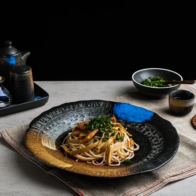 Cuenco de Ramen japonés para restaurante, juego de vajilla de cerámica de  gran tamaño para el hogar, cuenco de sopa de fideos de ternera - AliExpress