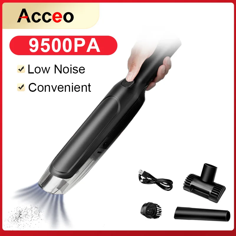 ACCEO 15000PA Car Vacuum Cleaner Handheld Auto Vacuum Home & Car Dual Use Mini USB Charging Home Desk Wireless Cleaner