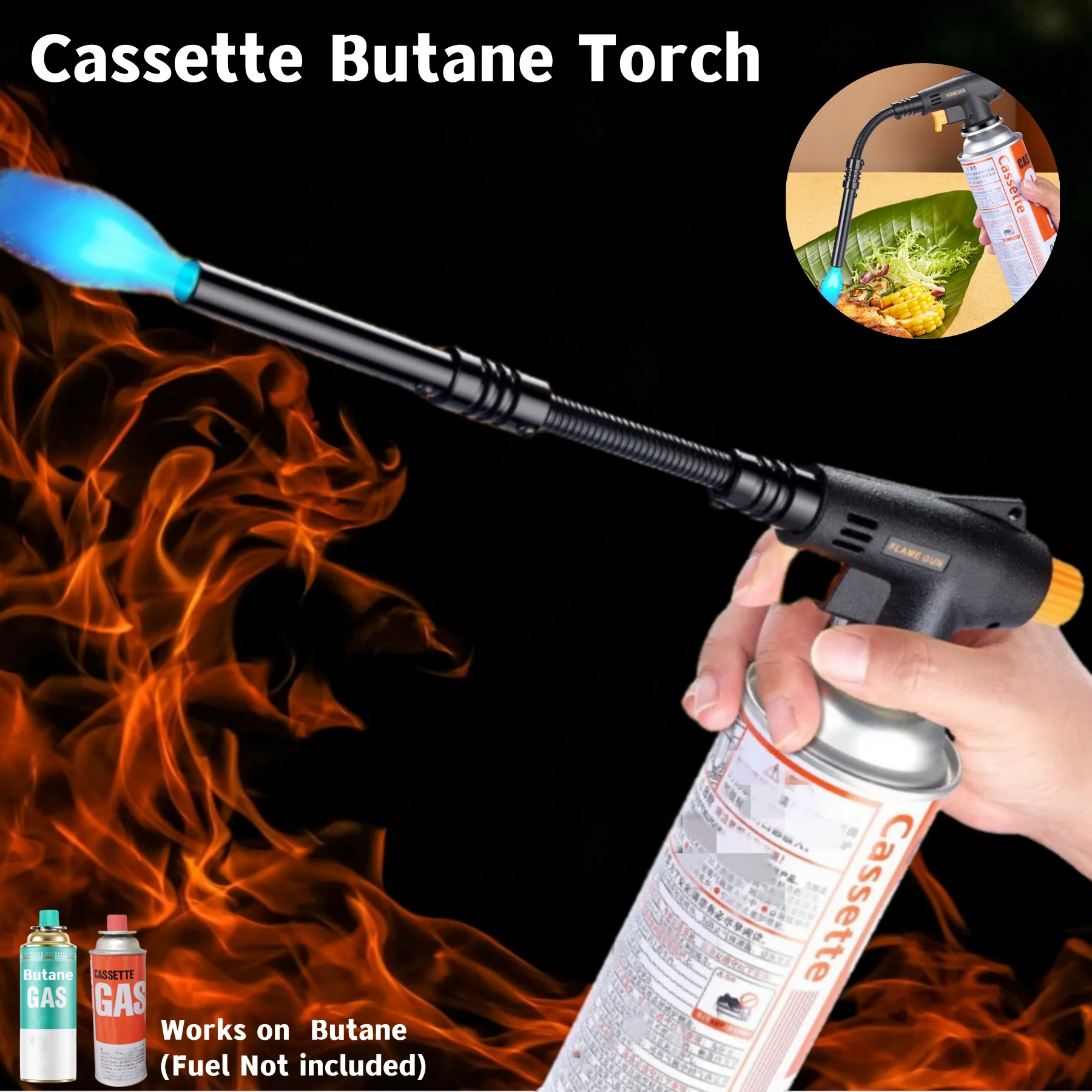 Butan-Gas-Fackel, tragbare Taschenlampe, Küchen-Fackel, Hochtemperatur-Fackel, verwendet zum Kochen in der Küche, Kohlebrennen, Grillen, Schweißen – Detail 1