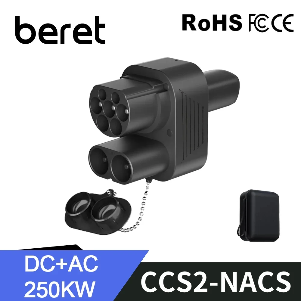 BERET CCS2 to Tesla EV Charger Adapter AC + DC 250A 1000V Electric Vehicle DC Charging CCS2 To Tesla Convertor dc combo 2