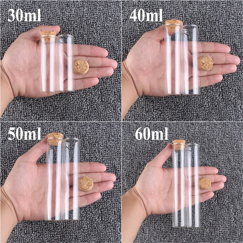 30 pièces/lot 5ml 7ml 10ml 15ml 20ml 25ml 30ml Tube à essai en verre avec bouchon en liège bouteilles de Message pots flacons cadeau Art bricolage artisanat  15