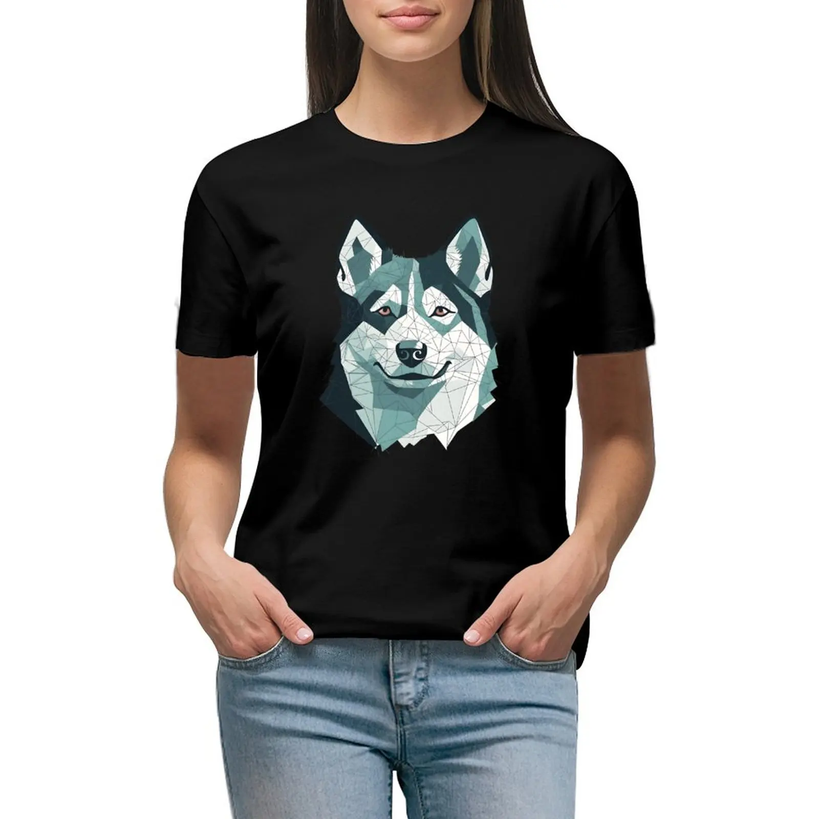 

Siberian Husky (Minimalist design) T-shirt graphics tops Women t-shirts