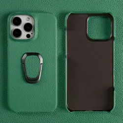Handmade Genuine Leather Protective Phone Case with Stand Holder - iPhone 18 Pro Max (Fresh Green 6209)