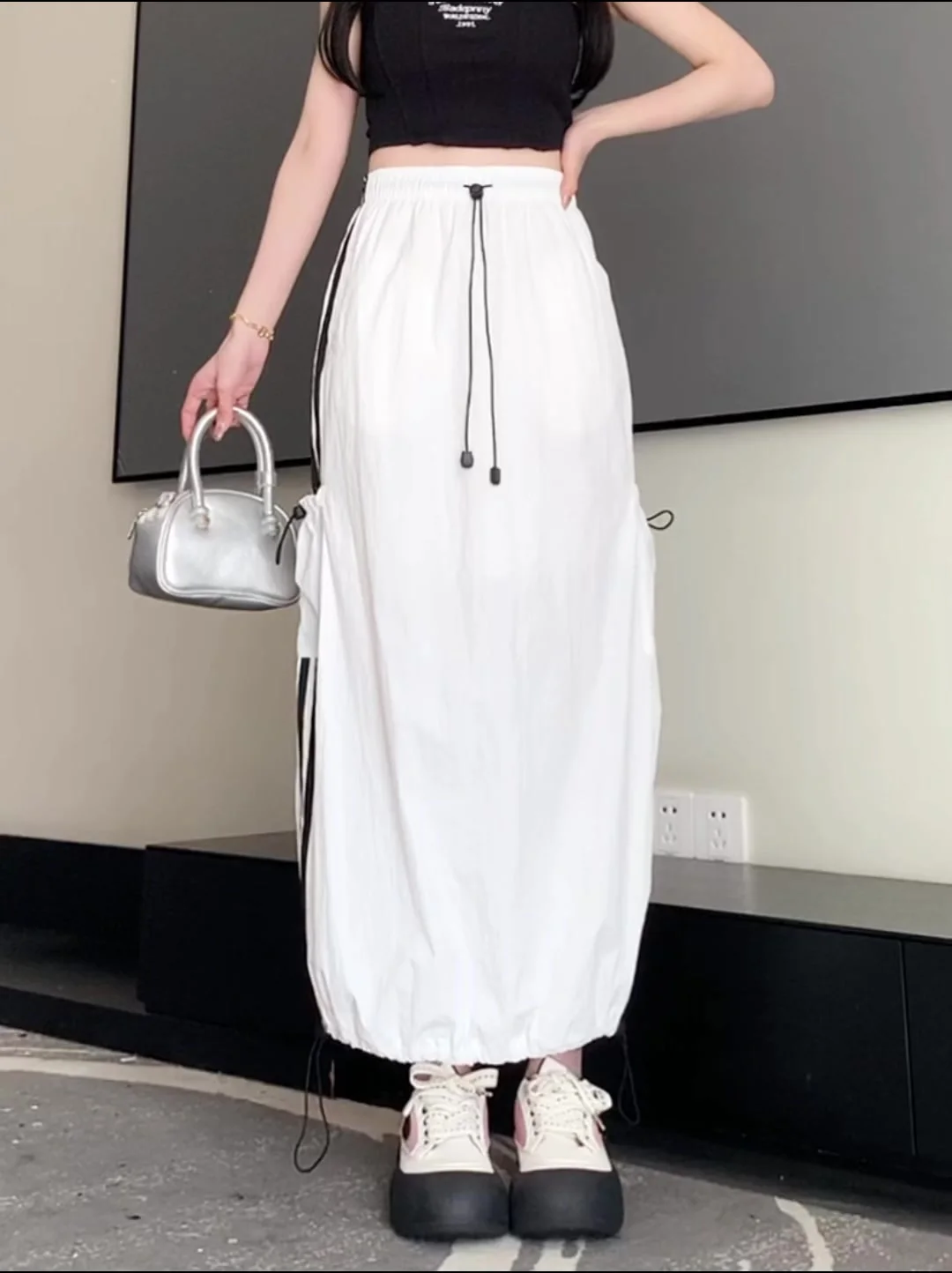 【archive】Vintage Cargo Rap Skirt Y2K Vintage Y2K 2000s SERIOUS grey punk goth utility midi cargo