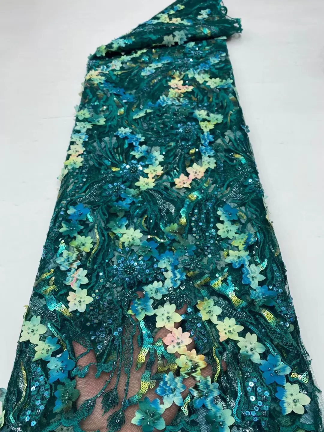 

high quality african lace fabrics with beads and sequins S-1208885 Nigerian lace fabric for wedding