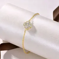 Collier, bracelet et boucles d'oreilles Lnkry en moissanite 2,5 mm, or 14 carats, ensemble de bijoux trèfle à quatre feuilles pour couples, cadeau de mariage 2