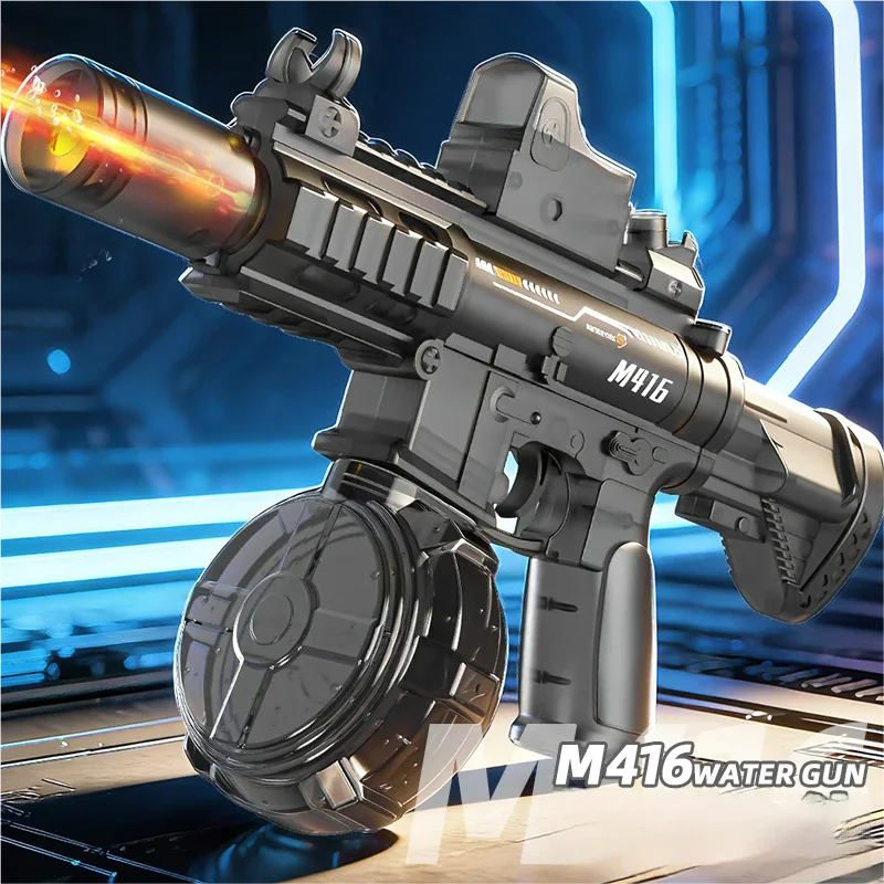 M416 전기 펄스 물총 야외 여름 시뮬레이션 불꽃 분사 자동 물총 파티 인터랙티브 장난감 어린이 선물