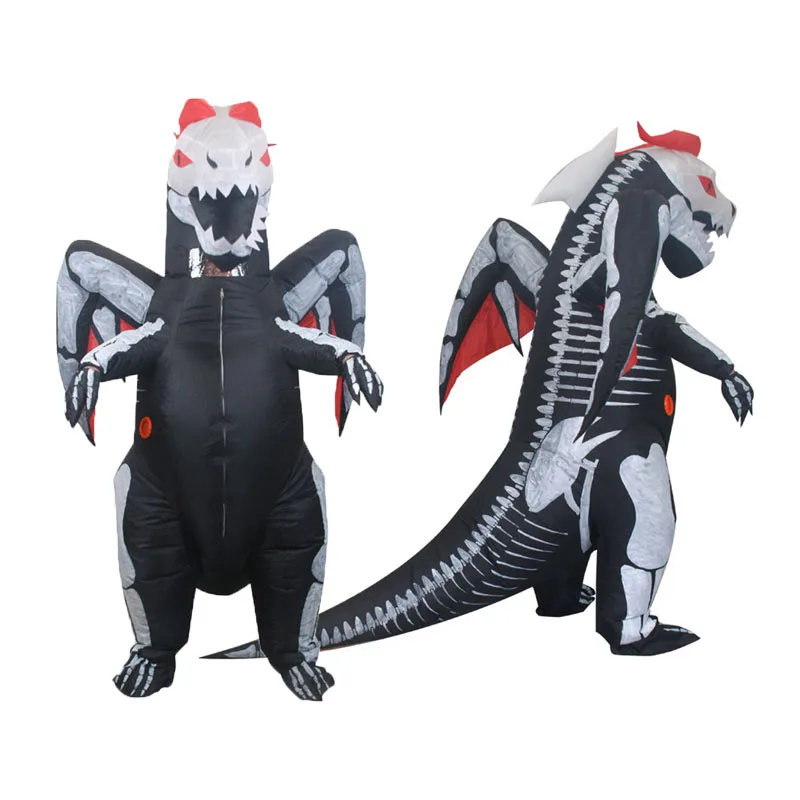 

Men Bone Dragon Inflatable Cosplay Costume Women Fancy Full Body Blow Up Clothes Outfit Halloween Carnival Party Disguise Suit