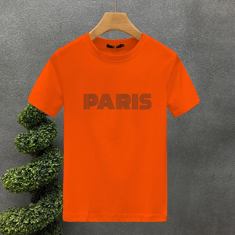Nueva marca Paris 100% algodón de alta calidad estampado camisetas para parejas verano Haruku para hombres/mujeres camiseta de manga corta talla asiática_voghion.com