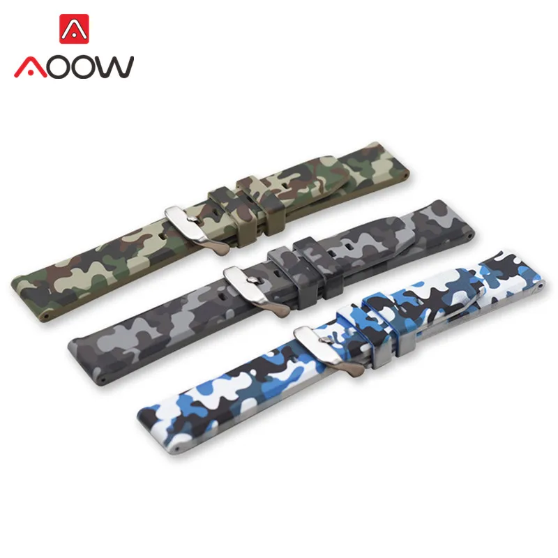 Camo Silicone Sport Strap - Quick Release Waterproof Band - 20/22/24mm