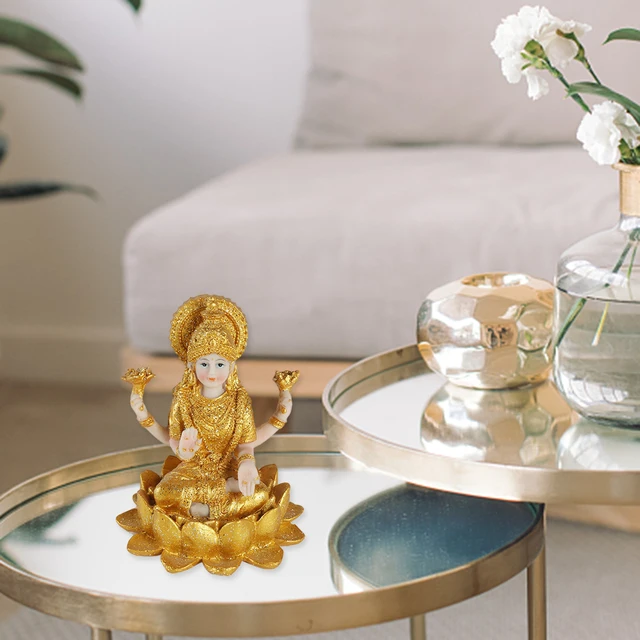 Mini déesse hindoue indienne or bouddha Figurine méditation résine cadeau prospérité salle de Yoga pour autel jardin Diwali sanctuaire bureau 3