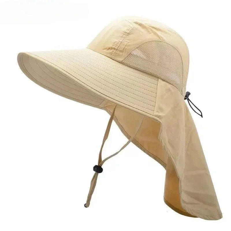 1/2/4 Stück Sommer Outdoor Anglerhut für Herren mit breiter Krempe, Sonnenschutzkappe mit Nackenschutz für Wandern und Camping – Detail 7